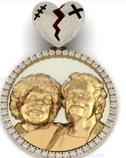 Men's Iced out VVS Memory Pendant, VVS Moissanite 3D Memory Charm Necklace, Custom Hip Hop 3d Face Pendant For Birthday Gift Unisex