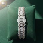 Men’s trendy VVS moissanite diamond watch featuring a fully iced-out bezel and dial, hand-set sparkling stones, and a bold modern design with a high-polish luxury finish.