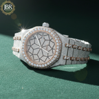 Men’s trendy VVS moissanite diamond watch featuring a fully iced-out bezel and dial, hand-set sparkling stones, and a bold modern design with a high-polish luxury finish.
