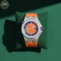 Men's Orange Belt Moissanite Diamond Hip Hop Wrist Watch