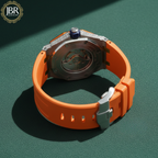 Men's Orange Belt Moissanite Diamond Hip Hop Wrist Watch