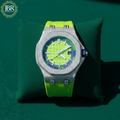 Men's Trendy Parrot Silicon Straps Round Cut VVS Diamond Watch