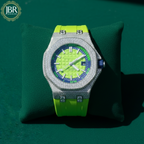 Men's Trendy Parrot Silicon Straps Round Cut VVS Diamond Watch