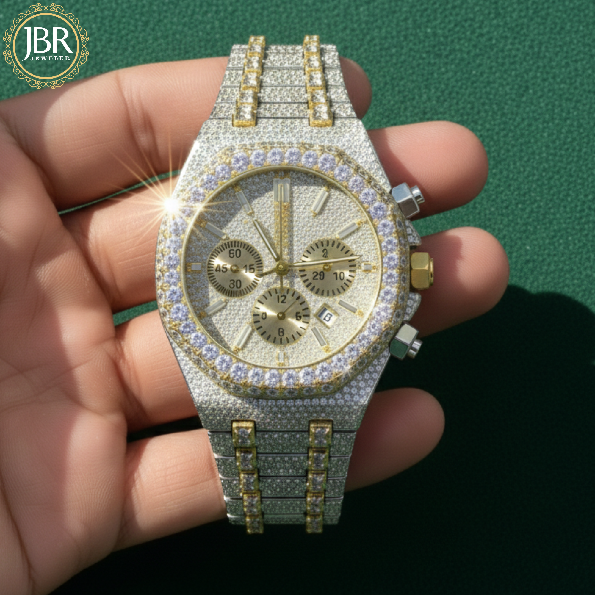 Men's Two Tone VVS Moissanite Fully Diamond Watch Best Gifts For Her