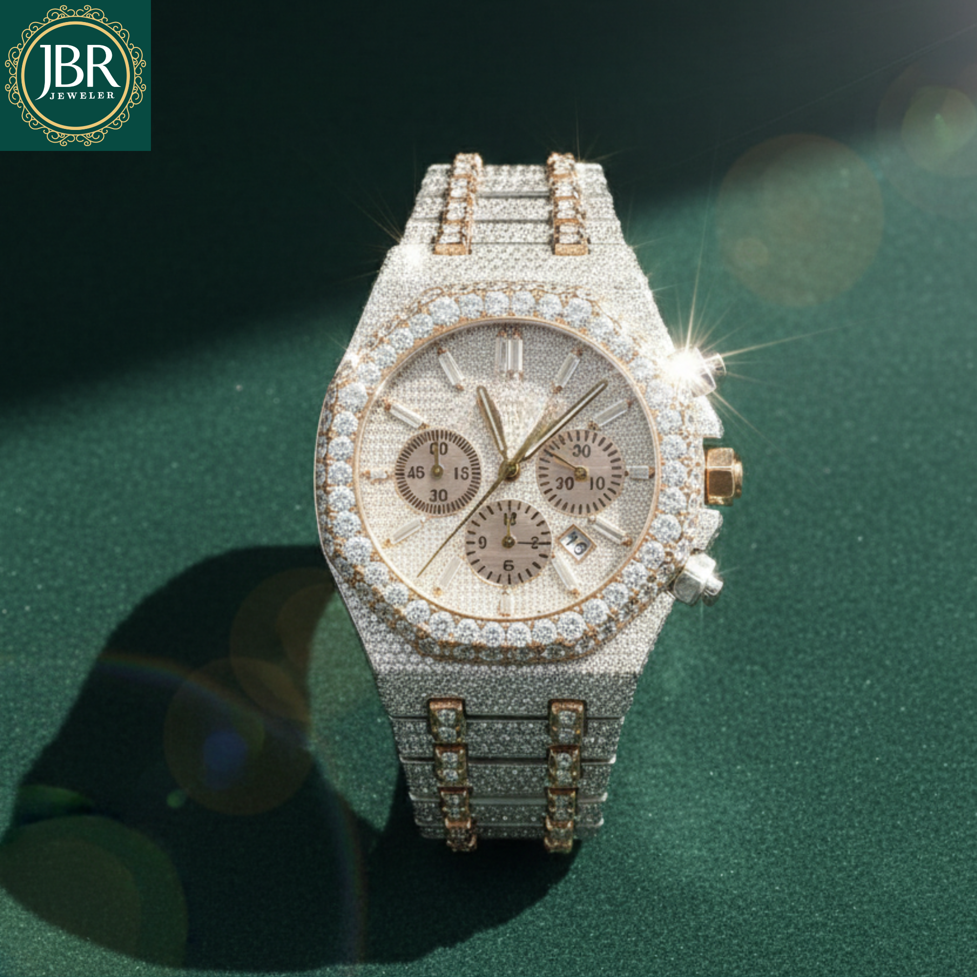 Men's Two Tone VVS Moissanite Fully Diamond Watch Best Gifts For Her - JBR Jeweler
