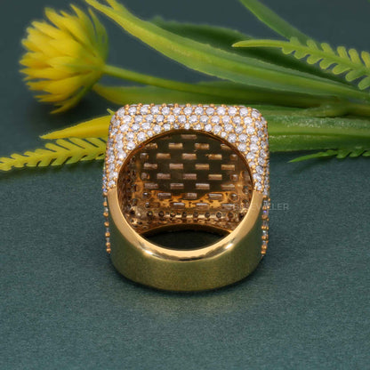 Bague glacée pour hommes, bague baguette et diamant Moissanite VVS taille ronde