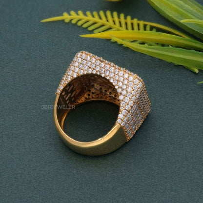 Bague glacée pour hommes, bague baguette et diamant Moissanite VVS taille ronde