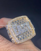 Mens Iced Out Ring Bustdown VVS Moissanite Diamond Championship Ring