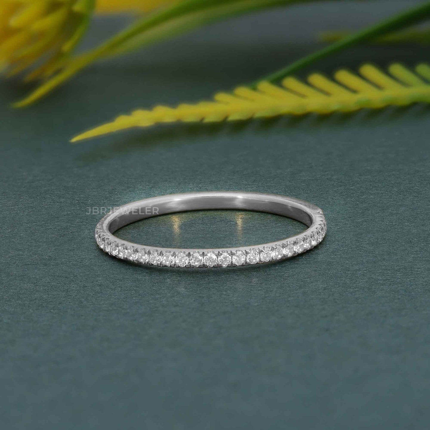 Micro Pave Dainty Moissanite Eternity Ring Band