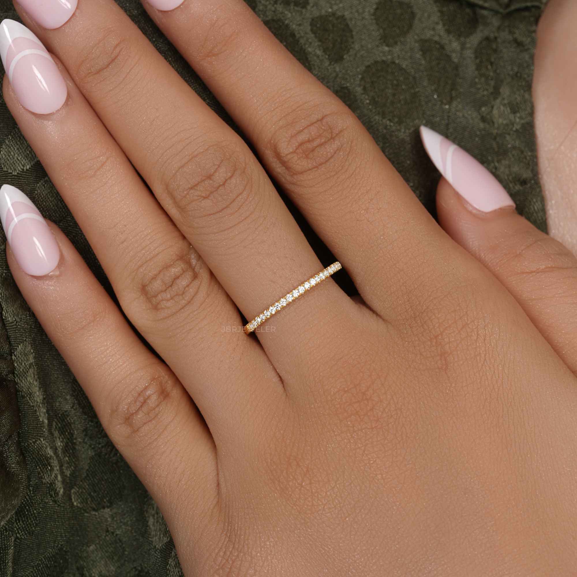 Micro Pave Dainty Moissanite Eternity Ring Band - JBR Jeweler