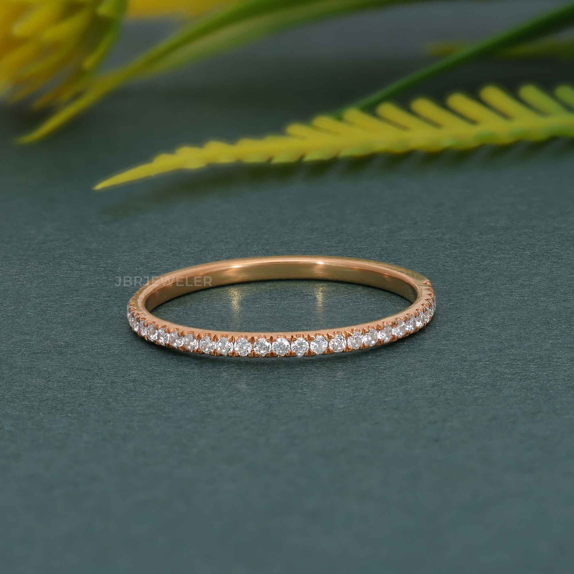 Micro Pave Dainty Moissanite Eternity Ring Band - JBR Jeweler