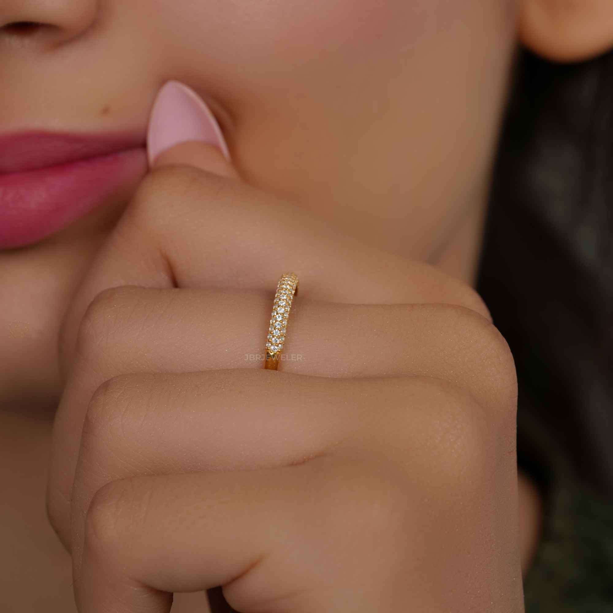 Micro Pave Stackable Lab Diamond Wedding Band - JBR Jeweler