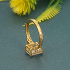 Milgrain Three Stone Emerald Lab grown Diamond Engagement Ring