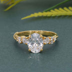 Milgrain Three Stone Oval Lab grown Diamond Engagement Ring - JBR Jeweler