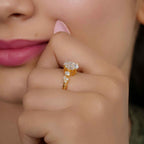 Milgrain Three Stone Oval Lab grown Diamond Engagement Ring - JBR Jeweler