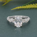 Milgrain Three Stone Oval Moissanite Diamond Engagement Ring - JBR Jeweler