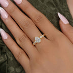Milgrain Three Stone Pear Moissanite Diamond Engagement Ring - JBR Jeweler