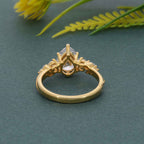 Milgrain Three Stone Pear Lab grown Diamond Engagement Ring - JBR Jeweler