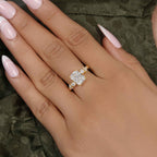 Milgrain Three Stone Radiant Lab grown Diamond Engagement Ring - JBR Jeweler