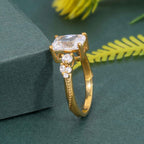 Milgrain Three Stone Radiant Lab grown Diamond Engagement Ring - JBR Jeweler