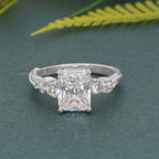 Milgrain Three Stone Radiant Lab grown Diamond Engagement Ring - JBR Jeweler