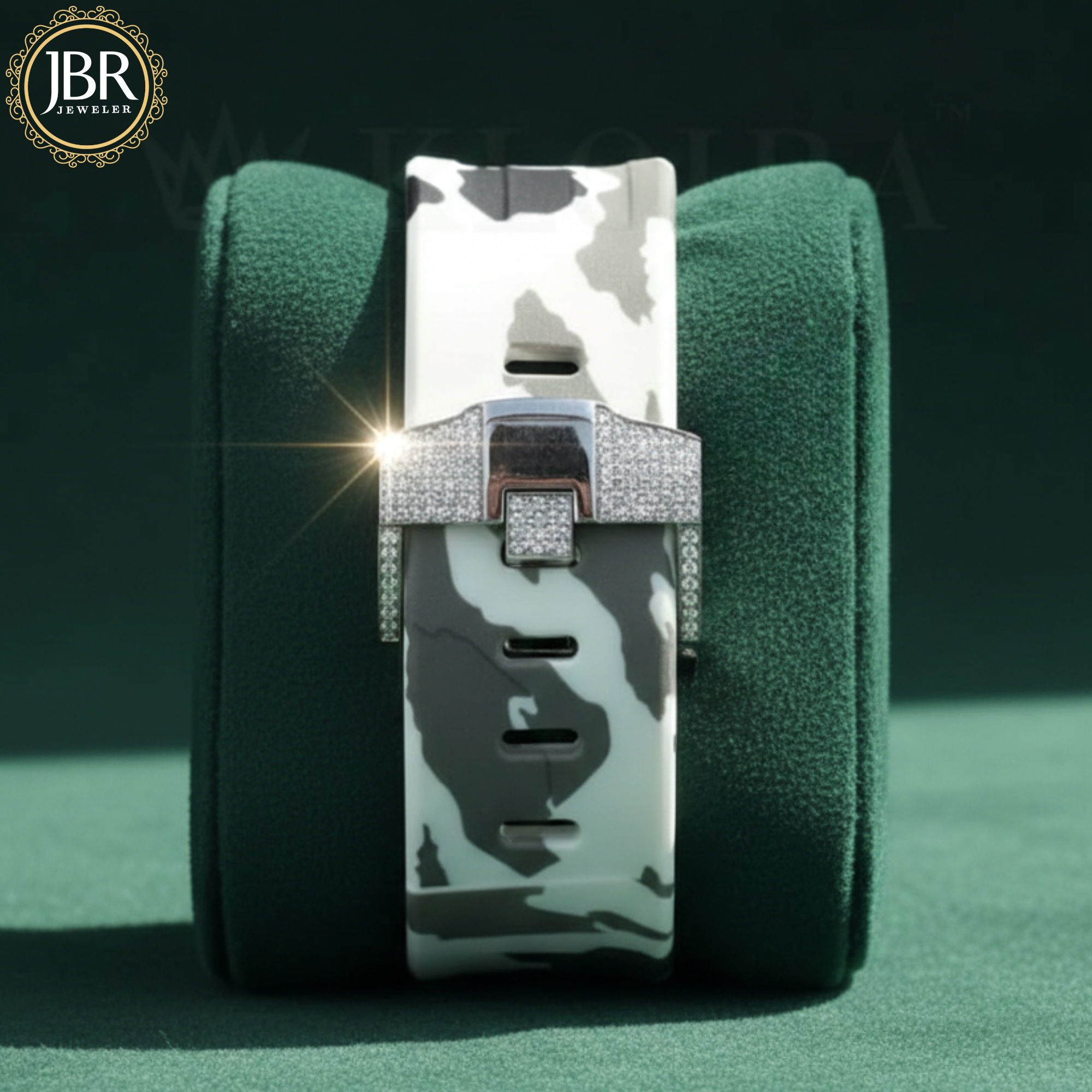 Military Silicon Strap Iced Hip Hop Moissanite Diamond Bling Watch