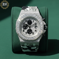 Military silicone strap iced hip hop moissanite diamond bling watch with sparkling stones, bold statement dial, and luxury streetwear design.