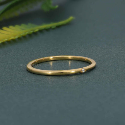 Minimalist Thin Single Lab Diamond Wedding Ring