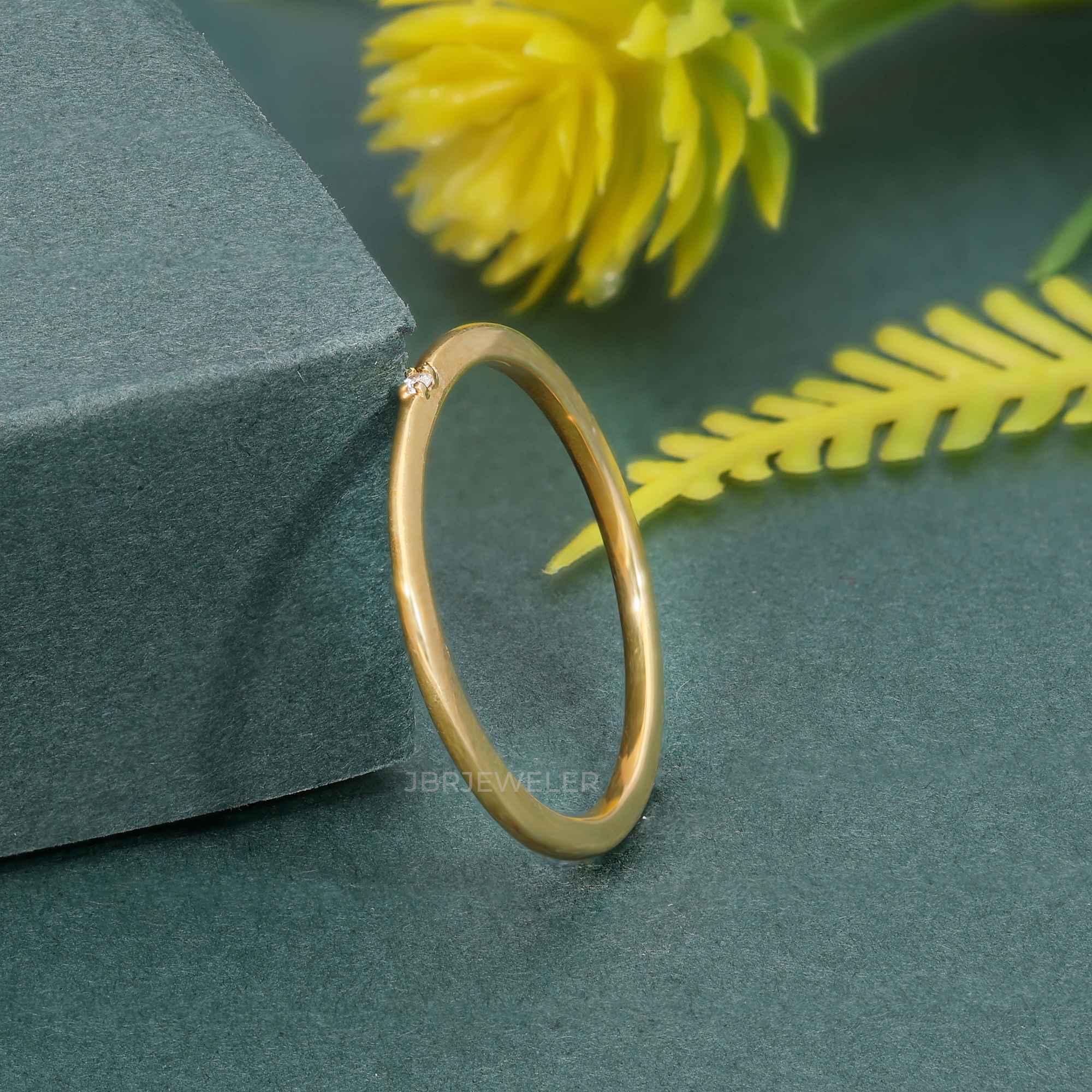 Minimalist Thin Single Lab Diamond Wedding Ring - JBR Jeweler