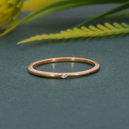 Minimalist Thin Single Lab Diamond Wedding Ring