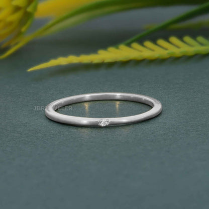 Minimalist Thin Single Lab Diamond Wedding Ring