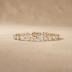 Mixed Cut Diamond Bracelet Yellow Gold Tennis Style Bracelet