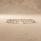 Mixed Cut Diamond Bracelet Yellow Gold Tennis Style Bracelet