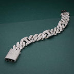 Moissanite Diamond Hip Hop 18 CTW Baguette Round Cut Cuban Chain Style Bracelet - JBR Jeweler