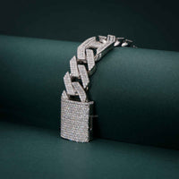 Moissanit-Diamant-Hip-Hop-Armband im kubanischen Kettenstil, 18 Karat Baguette-Rundschliff