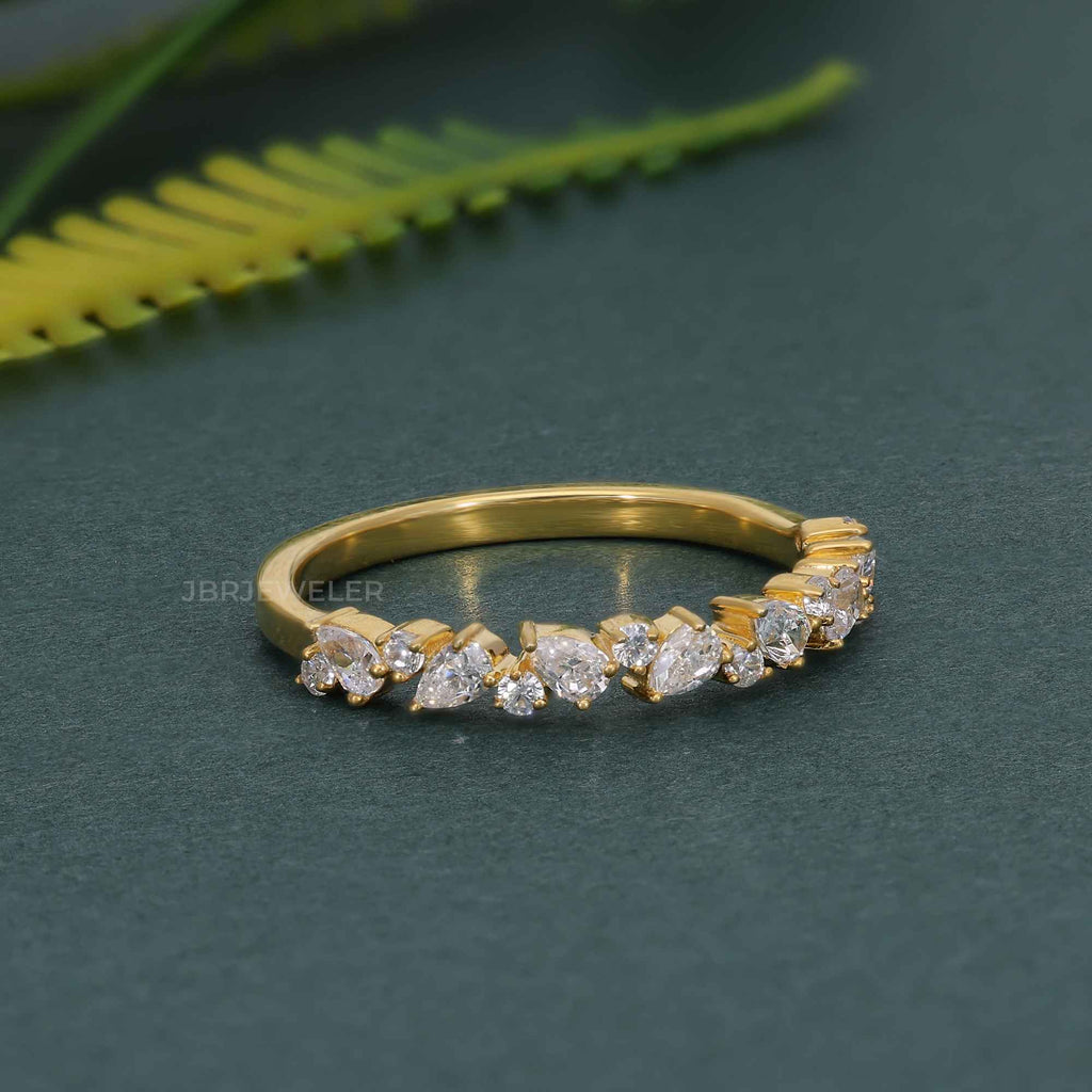 Multistone Round and Pear Lab Diamond Wedding Ring - JBR Jeweler