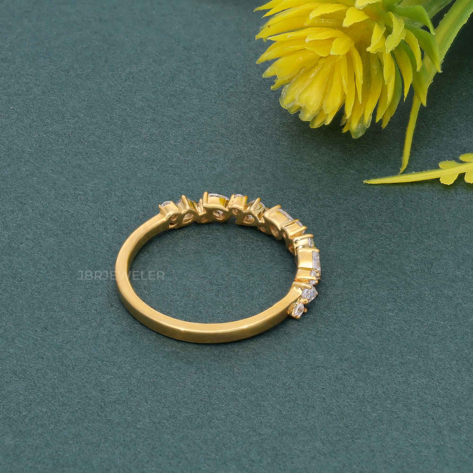 Multistone Round and Pear Lab Diamond Wedding Ring - JBR Jeweler