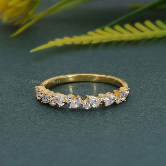 Multistone Round and Pear Lab Diamond Wedding Ring