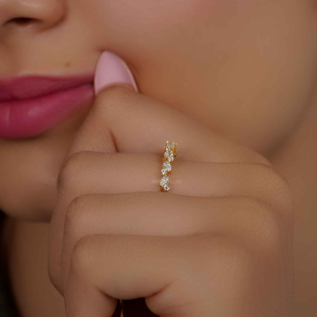 Multistone Round and Pear Lab Diamond Wedding Ring - JBR Jeweler