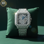 New style men’s skeleton watch featuring a Jesus face design, fully iced out with VVS moissanite stones on the bezel, dial, and band for a bold, high-shine luxury look.