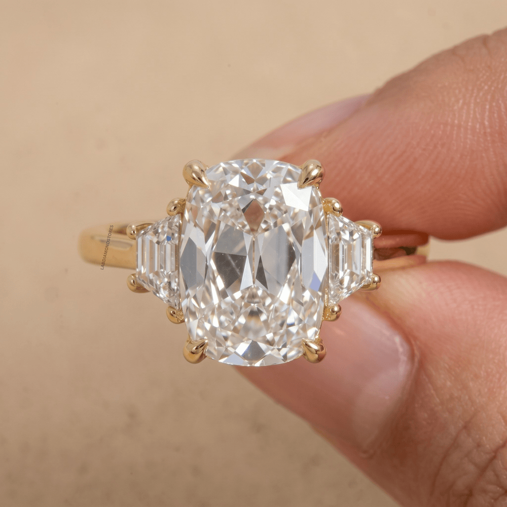Lab grown diamond three stone wedding ring