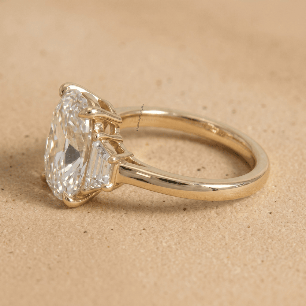 Cushion cut lab diamond gold ring