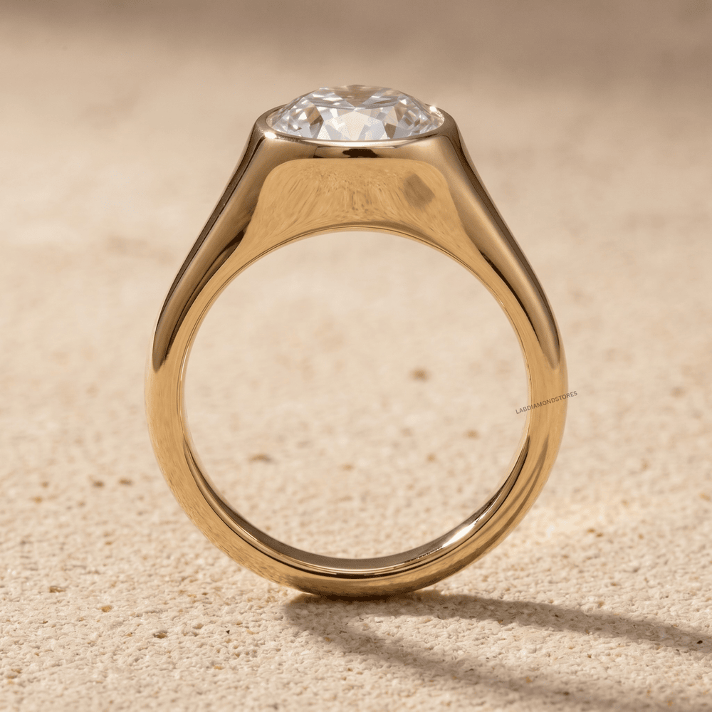 Lab grown diamond bezel promise ring