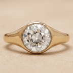 Round lab diamond bezel solitaire ring