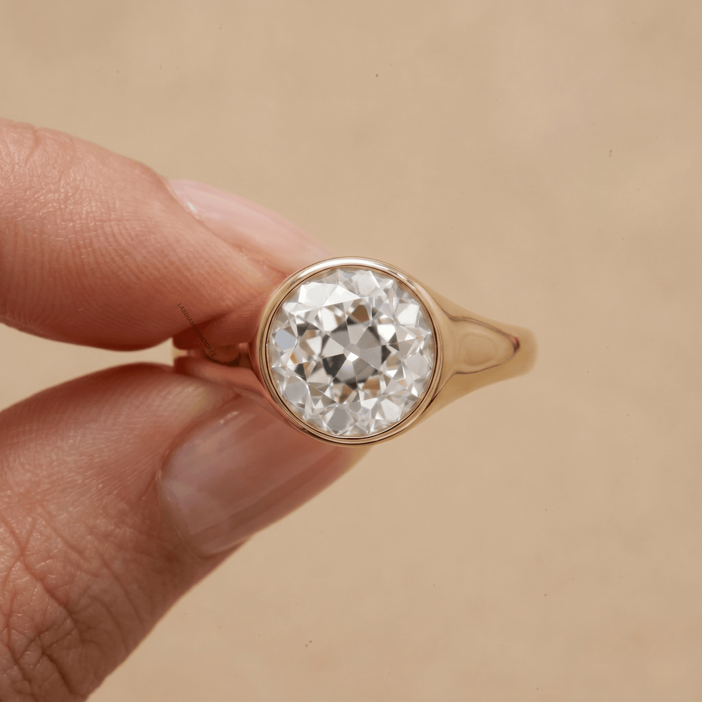 Old European cut lab diamond ring