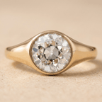 Old European round lab diamond promise ring