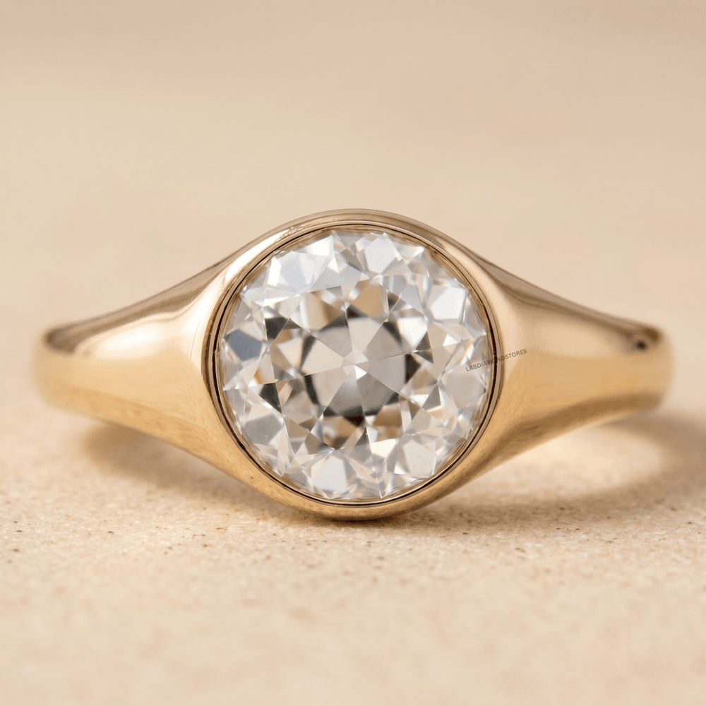 Old European round lab diamond promise ring