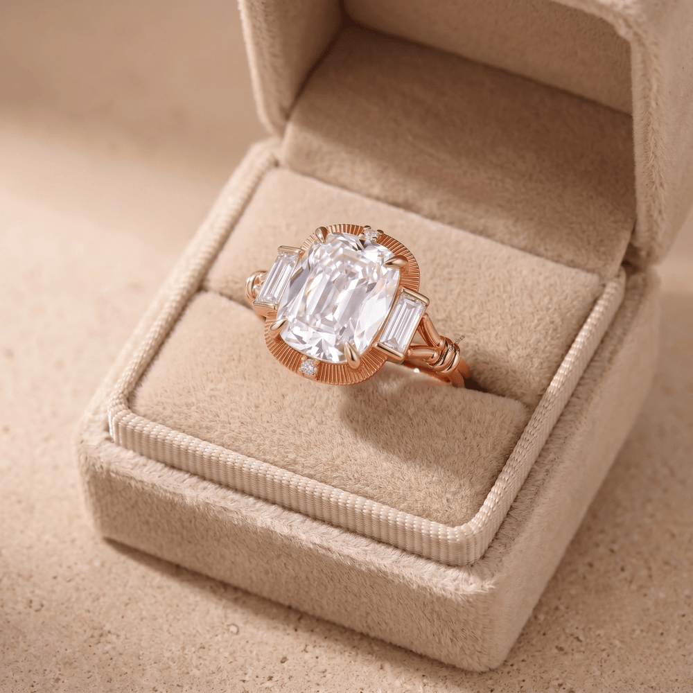 Gold cushion diamond engagement ring