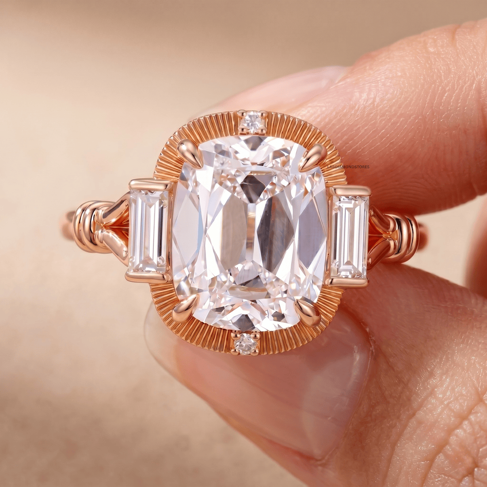 Art Deco lab diamond bridal ring