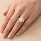 Old mine cushion gold solitaire ring